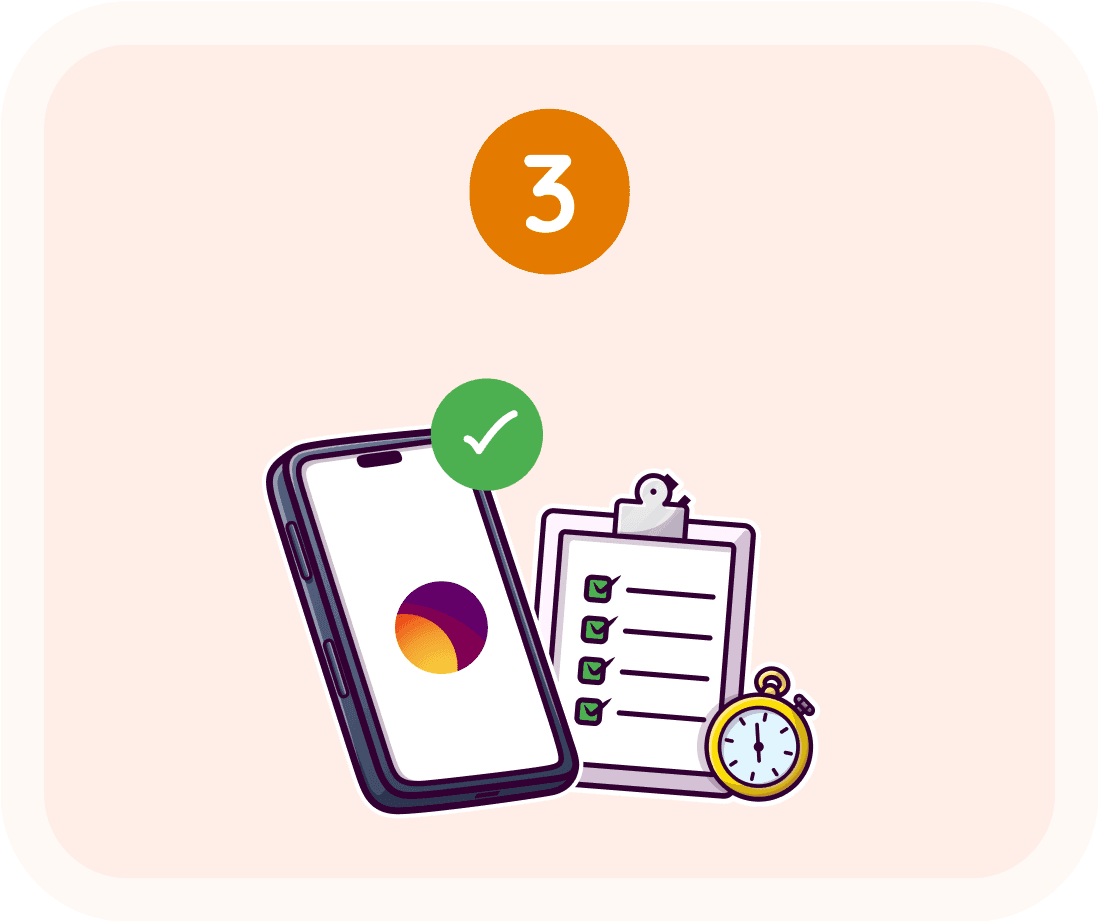 Complete the survey easily via web or app